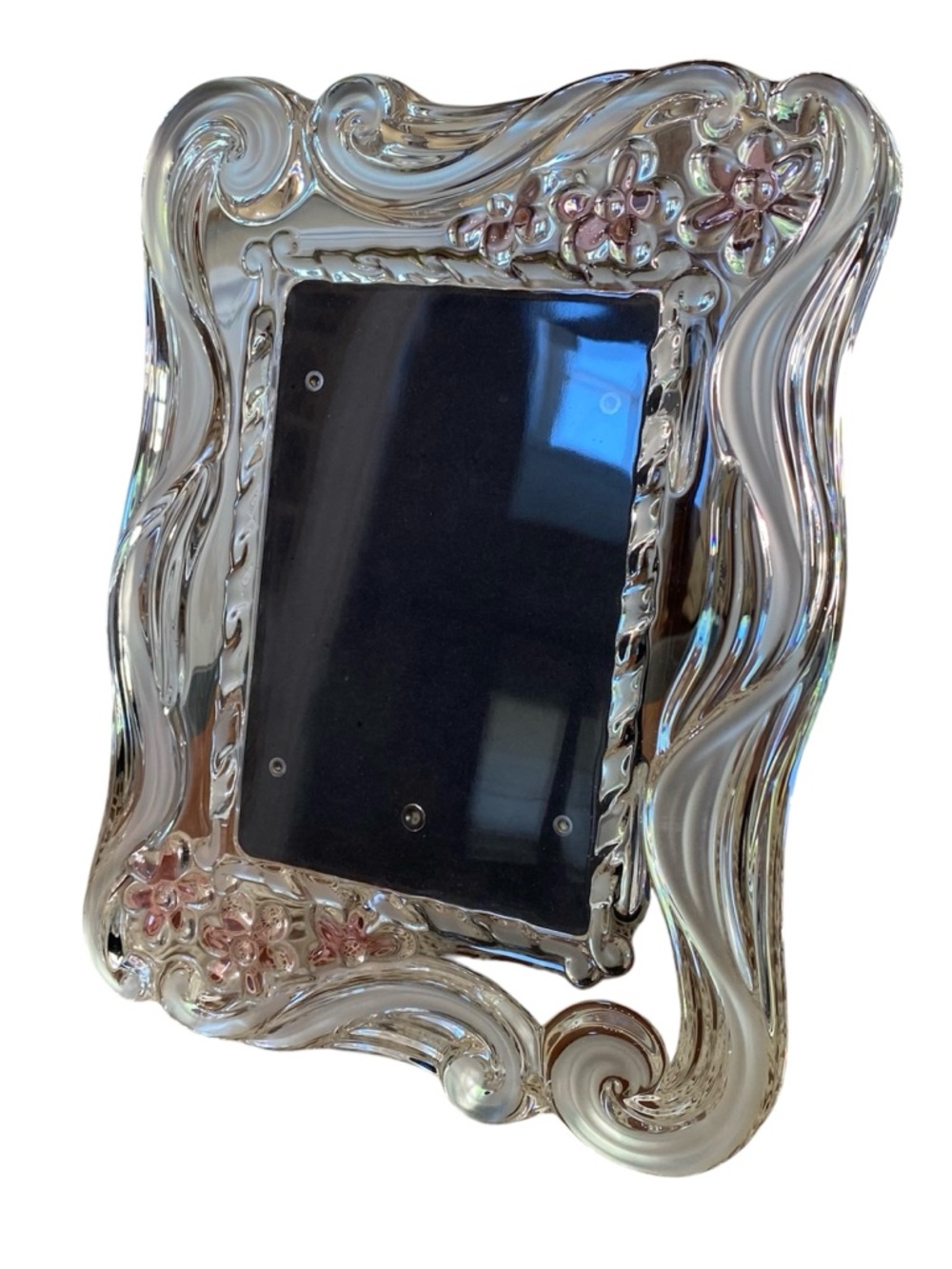 Vintage 4x6 Glass Floral Picture Frame